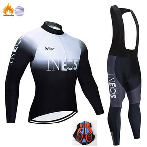 Open image in slideshow, INEOS 2019 Winter Thermal Fleece Warm Cycling Jersey Set Thermal Cycling Clothing Mtb Riding Apparel Ropa Ciclismo
