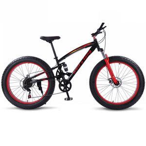 Open image in slideshow, wolf&#39;s fang mountain bike 7/21 speed bicycle 26x4.0 fat bike Spring Fork snow bikes road bike Man Mechanical Disc Brake
