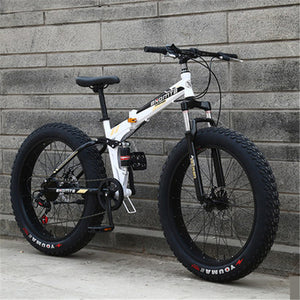 Open image in slideshow, New X-Front Brand 24/26 4.0 fat tire wheel 7/21/24/27 speed Four-link soft tail frame folding mountain bike downhill MTB bicycle
