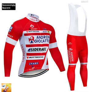 Open image in slideshow, 2019 Pro Men&#39;s UCI Team Red ANDRO Cycling Jersey Pants Set Autumn Ropa Ciclismo 9D Gel Pad Cycling Wear Bicycle Clothing Suit
