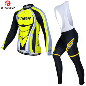 Open image in slideshow, X-TIGER Man Pro Long Sleeve Cycling Jersey Sets Breathable 3D Padded Sports Wear Mountain Bicycle Bike Apparel Cycling Clothing
