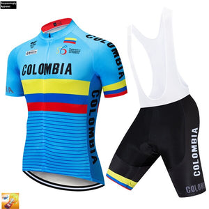 Open image in slideshow, 2019 UCI Colombia Team Cycling Jersey Blue Bike Shorts Ropa Ciclismo Men SummerPro Bicycling Maillot Culotte Clothing 16D Gel
