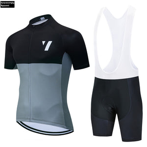 Open image in slideshow, 2020 New Gray Pro Cycling Clothing Bike Jersey Quick Dry Bicycle Clothes Mens Summer Team Cycling Jerseys 20D Bike Shorts Set
