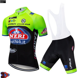 Open image in slideshow, 2019 Pro Tour de Italia Bicycling Maillot Culotte Clothing Green Cycling Team Jersey 12D Gel Pads Bike Shors Set Mens Quick Dry
