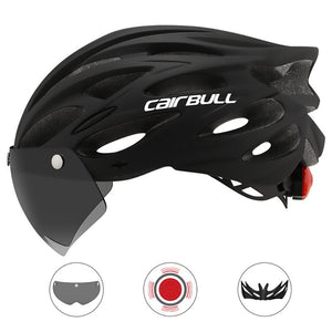 Open image in slideshow, Cairbull Ultralight Cycling Helmet With Removable Visor Goggles Bike Taillight Intergrally-molded Mountain Road MTB Helmets 230g
